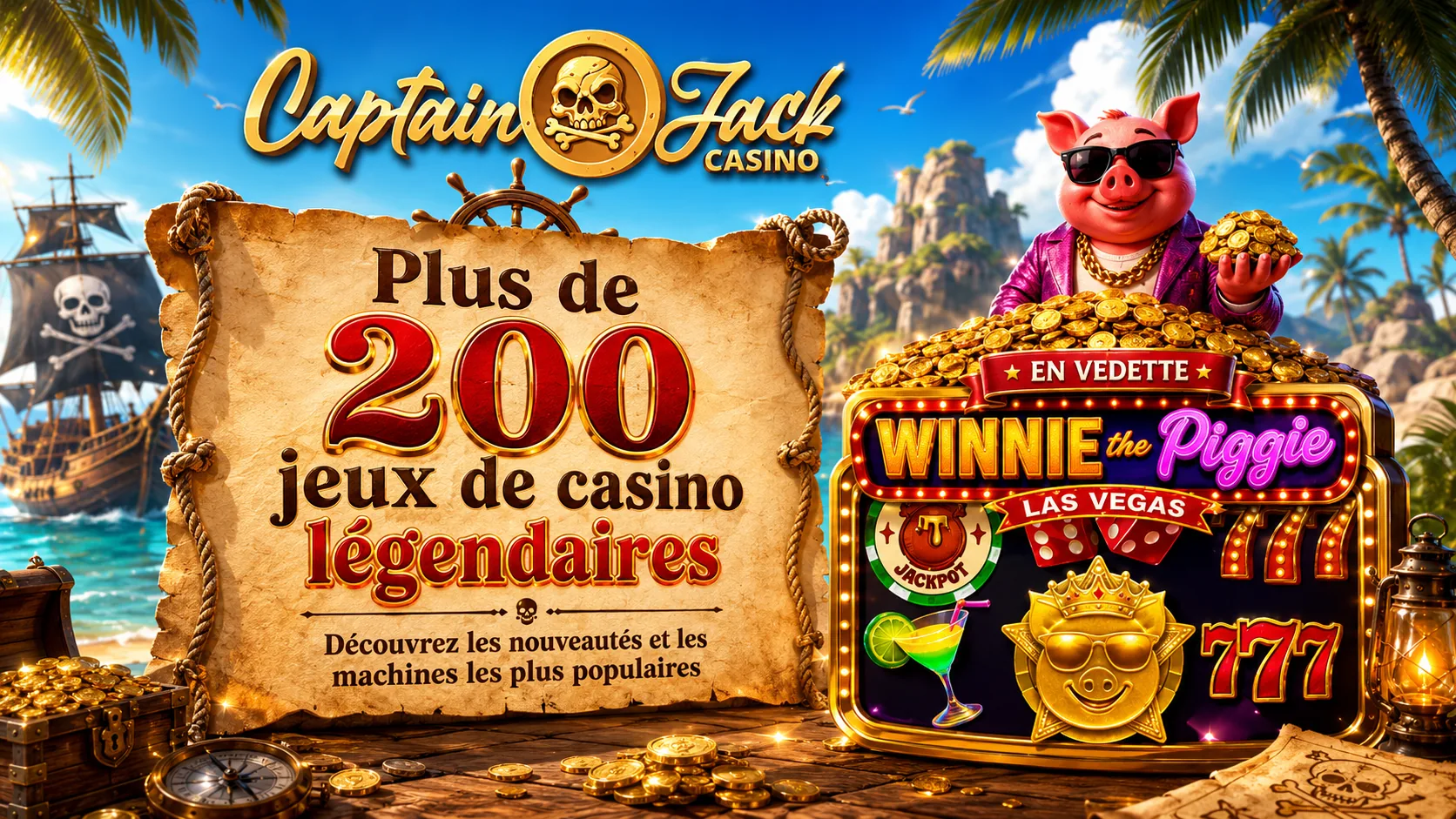 Captain Jack Casino lobby — plus de 200 jeux